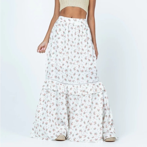 Princess Polly White Maxi Skirt with Pink Floral Print - Picture 3 of 4